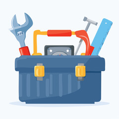 Cute toolbox flat vector