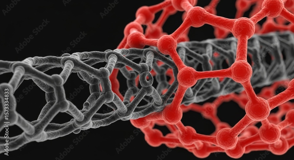 Poster nanotube molecular structure - microscopic view of a nanotube's complex molecular structure, showing