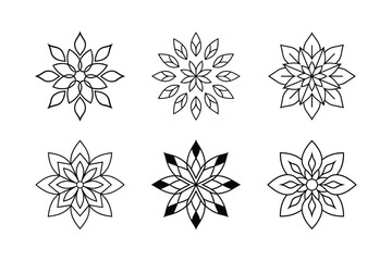 Elegant Floral Mandala Designs Six Unique Flower Patterns for Art and Craft Projects