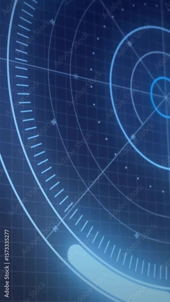 Poster animation of data processing with scope scanning on black background