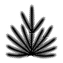 Naklejka premium Evergreen Delight: A captivating silhouette of an evergreen bough in stark black, symbolizing enduring beauty and the spirit of winter.