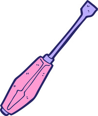 cartoon screwdriver in bright neon color