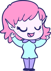 Obraz premium happy cartoon elf girl in bright neon color