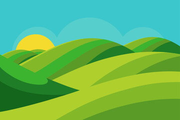 Obraz premium green field and blue sky