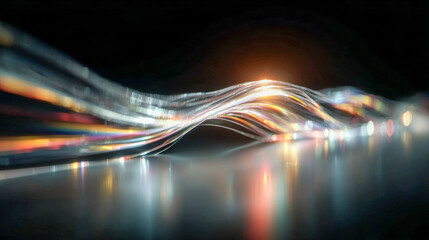 Abstract light waves in a flowing pattern with colorful reflections  