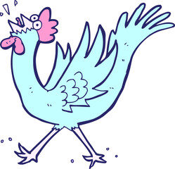 cartoon rooster in bright neon color
