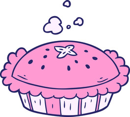 hot cartoon pie fresh out of the oven in bright neon color