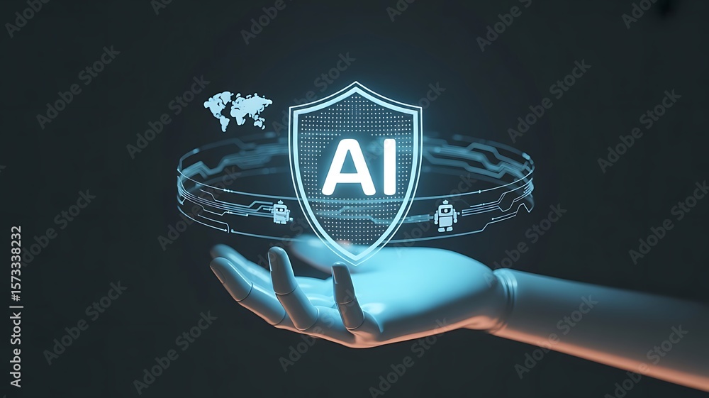 Aufkleber network cybersecurity and privacy using artificial intelligence to safeguard data. ai technology is 