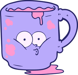 cartoon dirty office mug in bright neon color