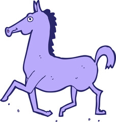 cartoon horse in bright neon color