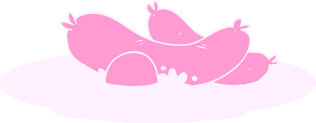 cooked breakfast cartoon in bright neon color