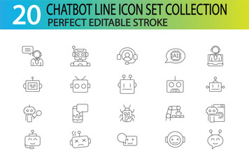 CHATBOT ICON SET COLLECTION EDITABLE STOCK