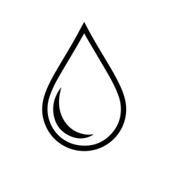 Water drop shown as a symbolic illustration, a simple shape for websites or infographics. Water drop represents purity, essential resource, and natural freshness.