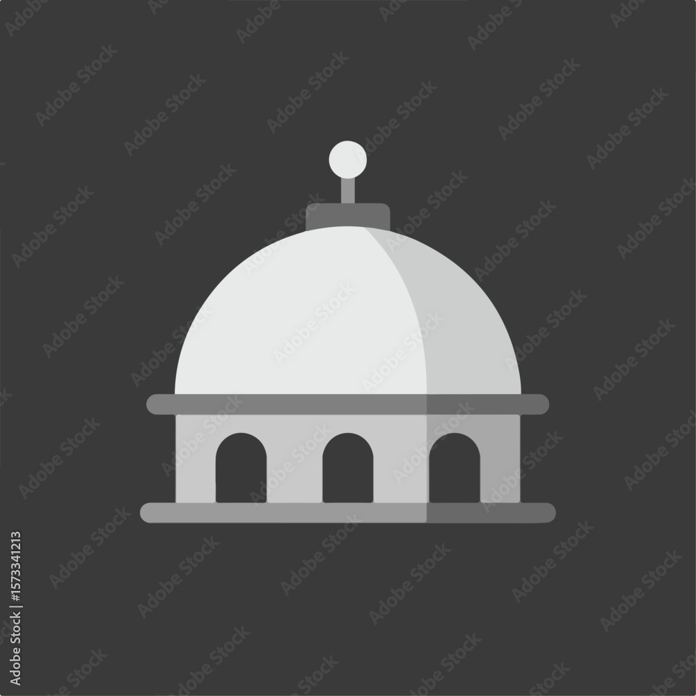 Aufkleber flat design dome illustration in front of gray background, dome architecture is a stylized represent