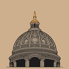 Obraz premium Dome architecture illustration for visual effects work, showing architectural dome and intricate details, perfect for visual effects. Architectural structure adds interest and detail,