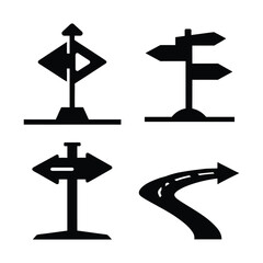direction road signs silhouette