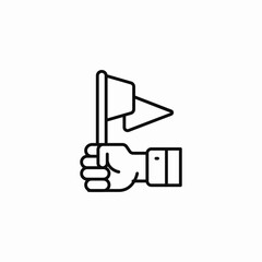 hand holding flag icon sign vector