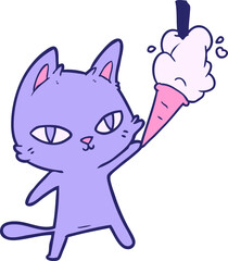 cartoon cat staring in bright neon color