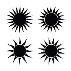 sun icons set silhouette
