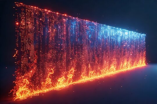Abstract fiery digital wall, futuristic concept art - Powered by Adobe
