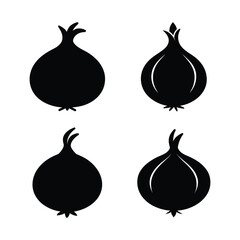 set of vector onion silhouette