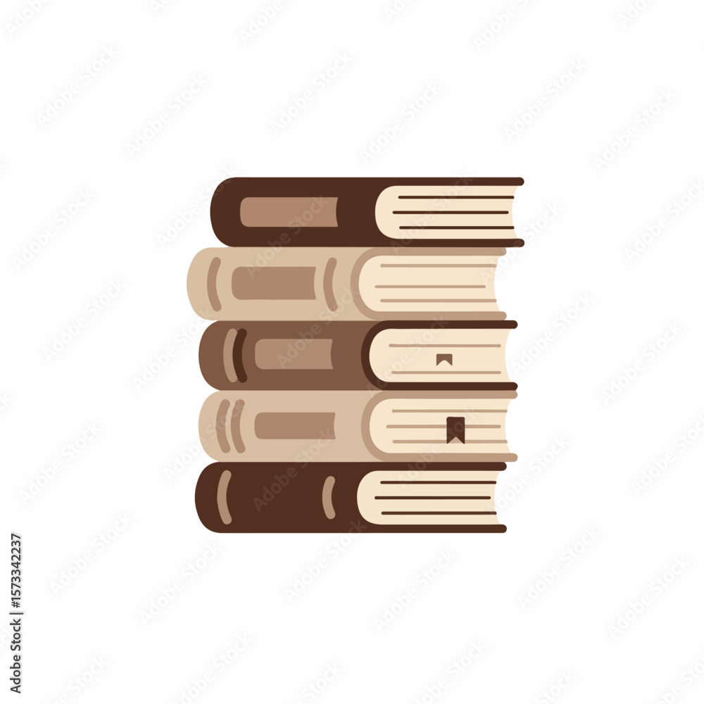 Poster stack of books resting isolated on plain white backdrop presents story telling. book stack consists 