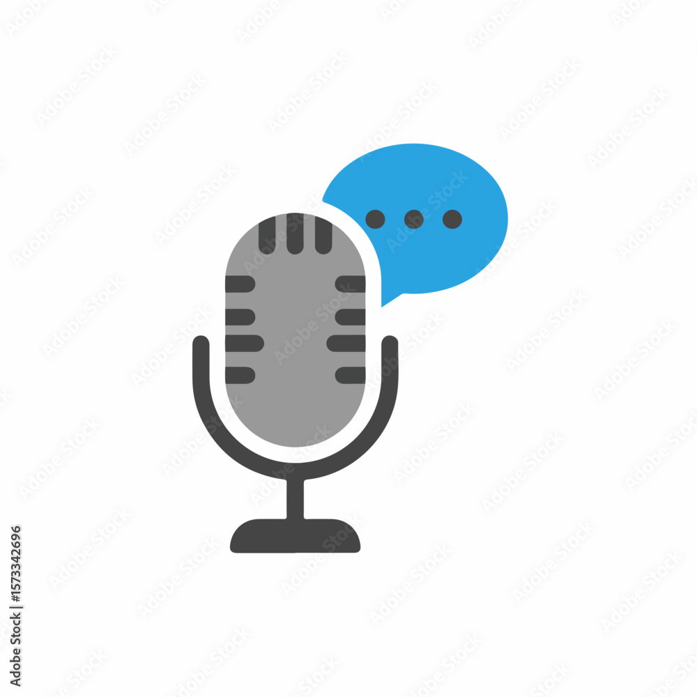 Poster microphone icon on isolated white. microphone icon for podcasting and audio recording is simple and 
