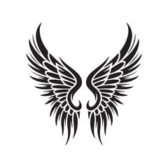 Stylized black angel wings spread open on a white background