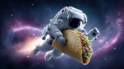 Astronaut in white space suit with life support system