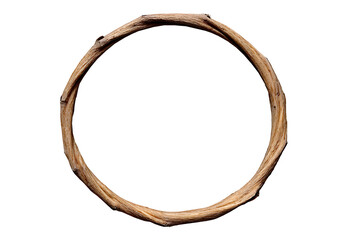 round frame made of  wood stick isolated on white or .png