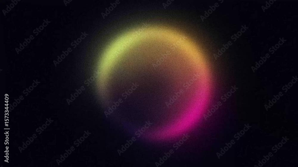 Wall mural abstract yellow and pink pulsating gradient ring, looping animation on black background