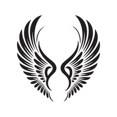 Obraz premium Stylized black angel wings silhouette isolated on white background