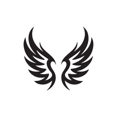 Fototapeta premium Stylized black angel wings design isolated on white background
