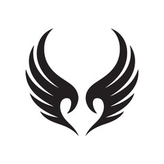 Obraz premium Stylized black angel wings emblem on a white background