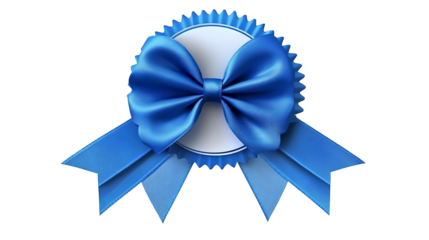 Blue ribbon award isolated on transparent background .png