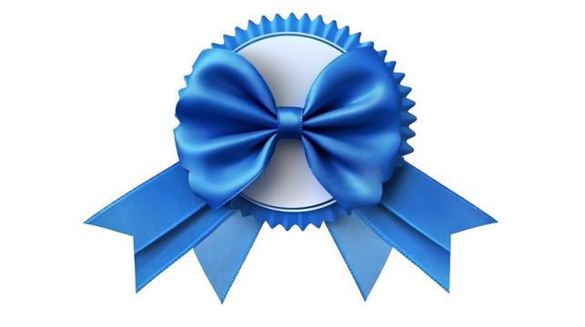 Blue ribbon award isolated on transparent background .png