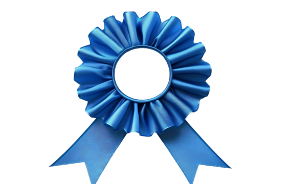 Blue ribbon award isolated on transparent background .png