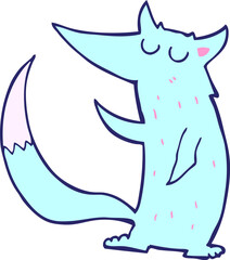 cartoon wolf in bright neon color