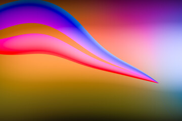 abstract fluid wave background. gradient blue, purple, pink and dark gold, dolphin symbol, line art, copy space
