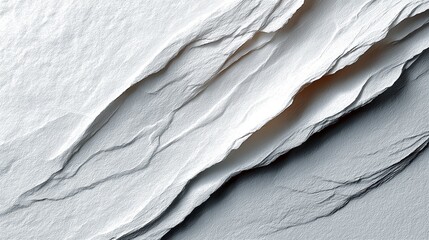 Obraz premium Abstract close-up of torn white paper edge with fiber texture and minimalistic soft surface design, Generative AI