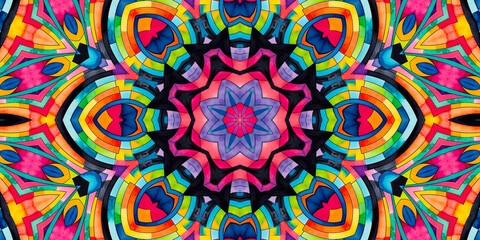 Bright multicolor background with colorful abstract kaleidoscopic pattern