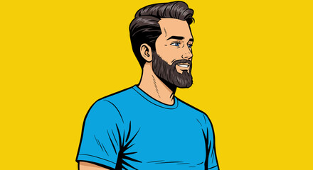 Stylish Man with Beard Pop Art Illustration