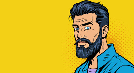 Stylish Man with Beard Pop Art Illustration