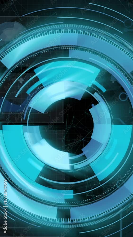 Poster animation of scope scanning, data processing over computer circuit board