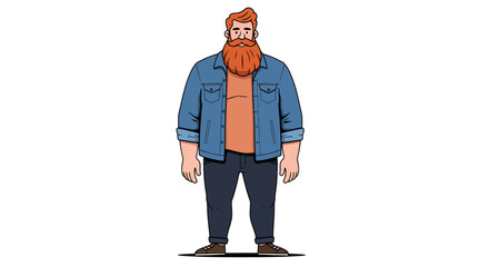 Illustration of a Bearded Man in Denim Jacket