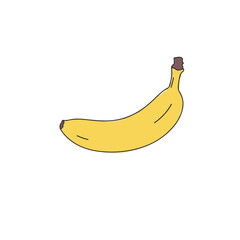 Yellow banana illustration on white background in minimalist style  