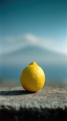 Closeup of fresh lemon on dark background