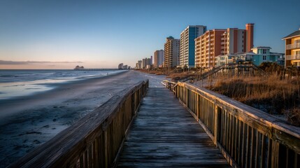Fototapeta premium Coastal boardwalk at dawn