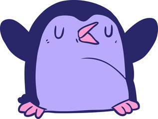 cartoon penguin in bright neon color