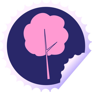 Naklejki circular peeling sticker quirky cartoon tree in bright neon color
